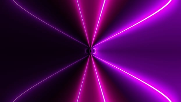 Neon lines tunnel. Computer generated 3d render