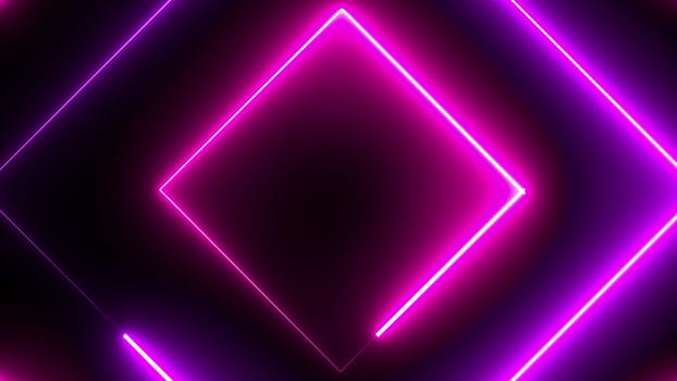 Neon polygons. Computer generated 3d render