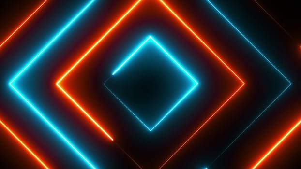 Neon polygons. Computer generated 3d render