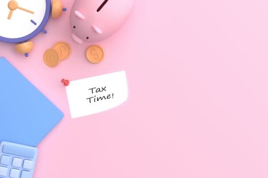 Tax Day Reminder Concept. Businessman submit tax by online concept, online tax payment and report. Business income. 3d illustration.