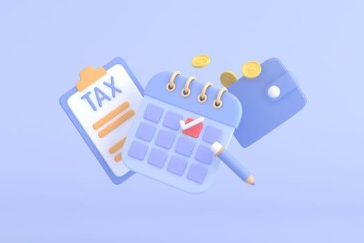 Tax Day Reminder Concept. Businessman submit tax by online concept, online tax payment and report. Business income. 3d illustration.