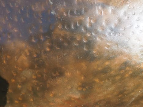 Metal bronze textured plate. Bronze or copper polished surface with dents, scratches and indentations. Metal texture.