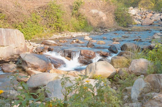 Rangbhang river mountain valley Landscape. Tabakoshi West Bengal India