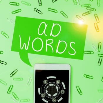 Inspiration showing sign Ad Words, Business concept oversee and control the various advertising activities