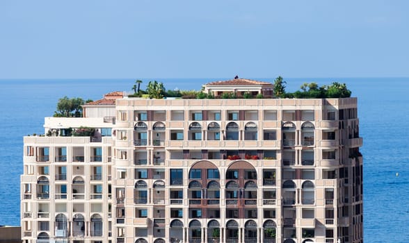 Monte Carlo, Monaco - August 2022: detail of luxury real estete residential building