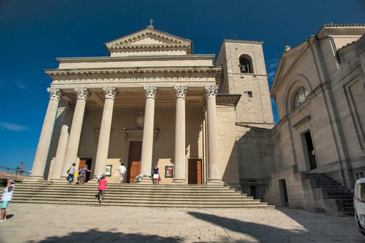 Basilica del Santo, San Marino. The Basilica is the main religious building in the Country since it conserves the relics of the Founder of the community of San Marino – St. Marino.