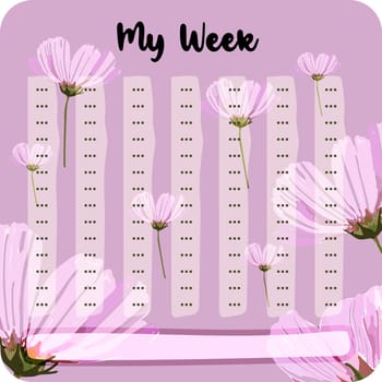 Template for agenda, schedule, planners, checklists, bullet journal notebook and other stationery