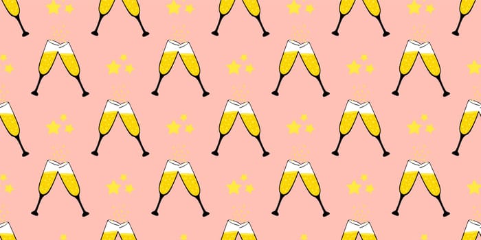Party design. champagne glasses pattern.Vector seamless pattern with glasses.