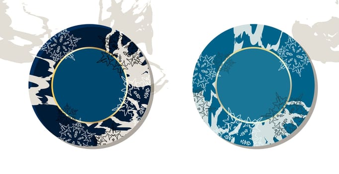 Pattern of round winter frosty patterns. Dark blue background with abstract light elements.vector marble