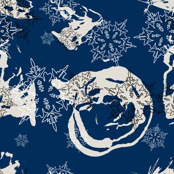 Seamless pattern winter frosty patterns. Dark blue background with abstract light elements.vector marble.