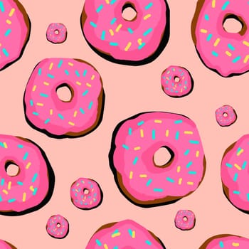 Design for children. Donut on a light background pattern.Vector seamless pattern with donuts.