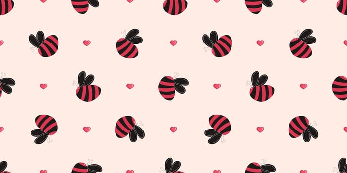 Design for kids. bees pattern.Vector seamless pattern with insects.