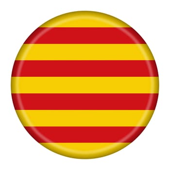 A Catalonia button flag red yellow 3d illustration
