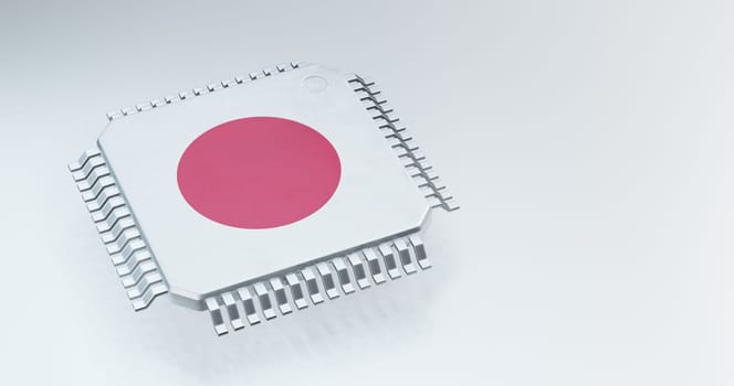 3d render of microchip or semiconductor chip with countries flag for supply chain concept.