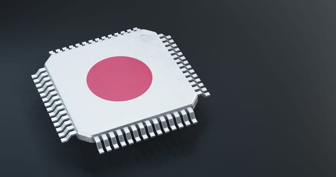 3d render of microchip or semiconductor chip with countries flag for supply chain concept.