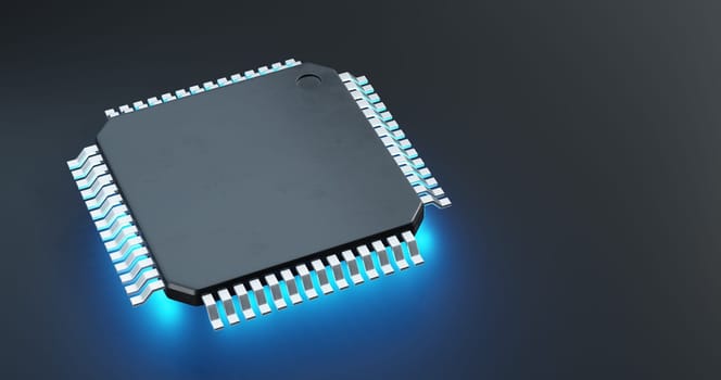 3d render of microchip or semiconductor chip with countries flag for supply chain concept.