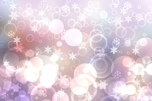 Abstract blurred festive delicate winter christmas or Happy New Year background with shiny pink and white bokeh lighted stars. Space for your design. Card concept.
