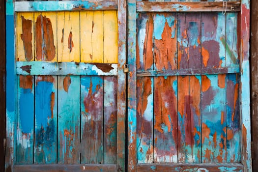 Old colorful wooden door texture background, industrial and home desigh business technology, minimalism wallpaper concept