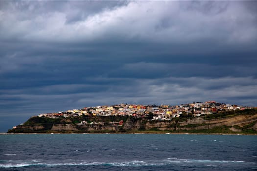 Bay of Pozzuoli viewed from the sea.