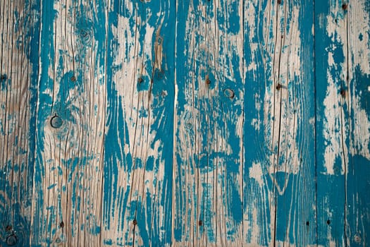 Vintage beach wood background - old blue color wooden plank