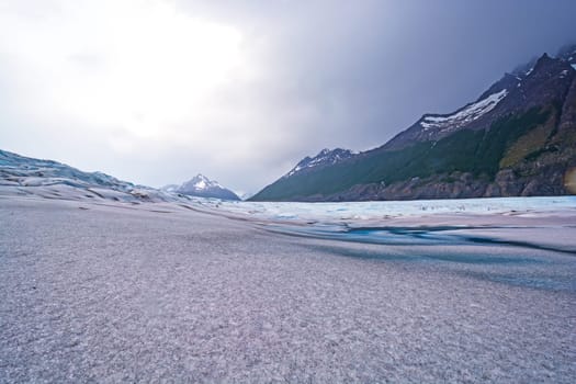 Looking Up an Alpine Glacier on the Grey Glacier in Patagonia