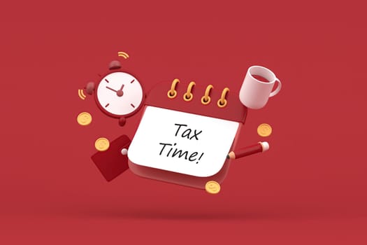 Tax Day Reminder Concept. Businessman submit tax by online concept, online tax payment and report. Business income. 3d illustration.