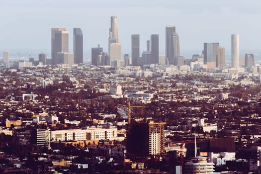 Los Angeles, California: Muted and vintage view of Los Angeles City Skyline