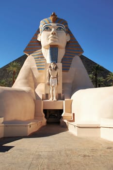 Las Vegas, USA, November 2013: Luxor hotel casino and resort Sphinx entrance in Las Vegas, Nevada, United States