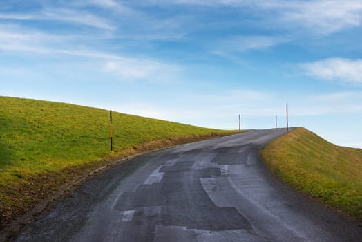 winding country road in burgenland