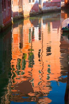 Reflections no the canals of Venice, Italy.