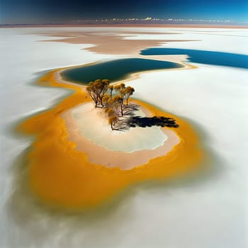 This breathtaking image captures the vastness and beauty of Bolivia's Salar de Uyuni, the world's largest salt flat. The endless expanse of white salt and the distant mountains are rendered in a serene and majestic style, inviting the viewer to marvel at the natural wonder. The image is generated with the use of an AI.