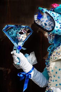 VENICE, ITALY - Febrary 5 2018: The masks of the Venice carnival 2018.