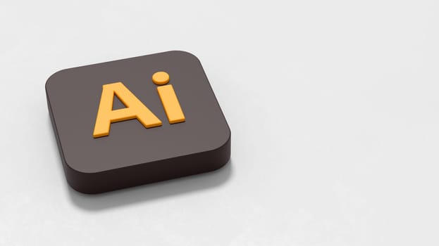 Adobe Illustrator App Icon 3D Symbol Shape on Plastered Gray Background with Copy Space 3D Illustration