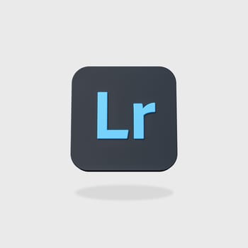 Lightroom App Icon 3D Shape Isolated on Flat Light Gray Background with Shadow 3D Illustration