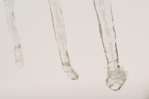 icicles on a roof in a macro view