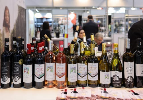 Cracow, Poland - November 17, 2022: International Wine Trade Fair ENOEXPO in Cracow. Producers of wine from all around the world meet the importers distributors and representatives.