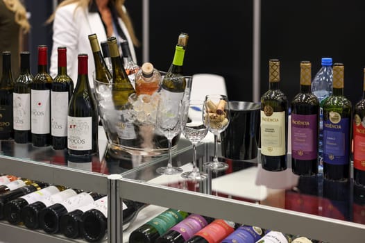Cracow, Poland - November 17, 2022: International Wine Trade Fair ENOEXPO in Cracow. Producers of wine from all around the world meet the importers distributors and representatives.