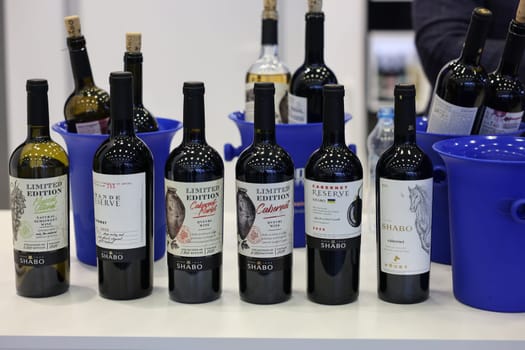 Cracow, Poland - November 17, 2022: International Wine Trade Fair ENOEXPO in Cracow. Producers of wine from all around the world meet the importers distributors and representatives.