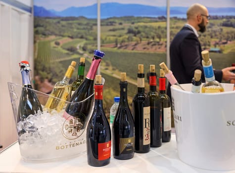 Cracow, Poland - November 17, 2022: International Wine Trade Fair ENOEXPO in Cracow. Producers of wine from all around the world meet the importers distributors and representatives.