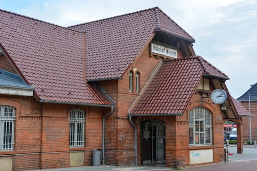 Old train station in the historic Hanseatic city of Wismar, on the Baltic Sea coast of Mecklenburg-West Pomerania in Germany