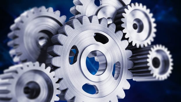 Gears connected to each other. 3D illustration.