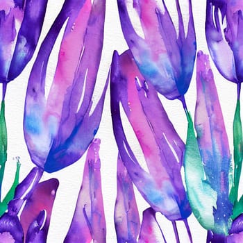Beautiful lavender flowers isolated on white background. Watercolor technique