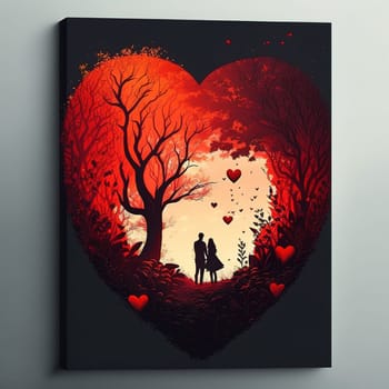 A peaceful and idyllic scene of a couple in love celebrating Valentine's Day. The image is generated with the use of an AI.