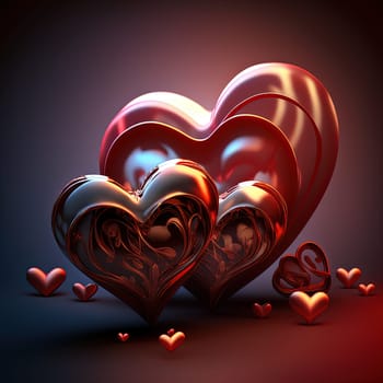 A romantic scene of a garden in full bloom on Valentine's Day. The image is generated with the use of an AI.