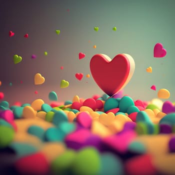 A high definition image of a heart-shaped object on a cute background. The image is generated with the use of an AI.