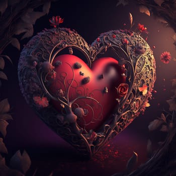 A colorful and whimsical depiction of a couple in love on a cute background. The image is generated with the use of an AI.