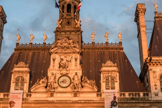 Ornate roof of the Parisian town hall, France