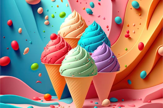 Colorful ice cream background.
