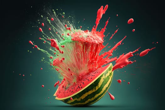 Fresh watermelon exploding with juice.
