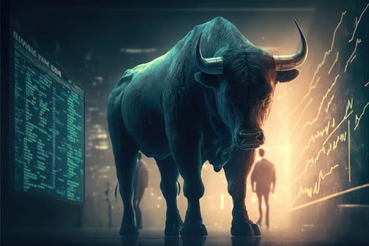 Stock market bull market trading concept.